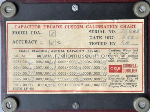 Decade Capacitor CDA2; Cornell-Dubilier (ID = 1621206) Equipment