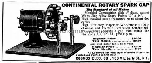 Continental Rotary Spark Gap ; Cosmos Electric Co.; (ID = 1069144) Amateur-D