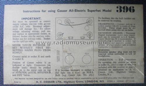 396; Cossor, A.C.; London (ID = 1667969) Radio