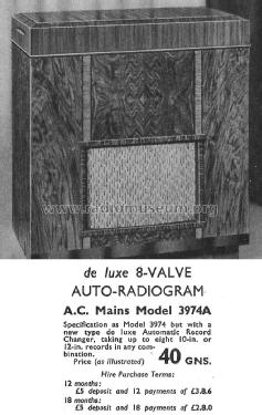 All Wave Auto AC Superhet Radiogram 3974A; Cossor, A.C.; London (ID = 2649309) Radio