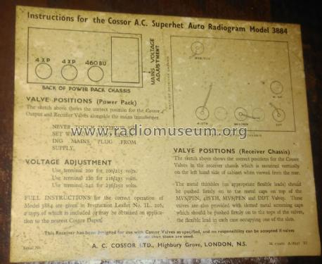 AC Superhet Auto Radiogram 3884; Cossor, A.C.; London (ID = 2156873) Radio