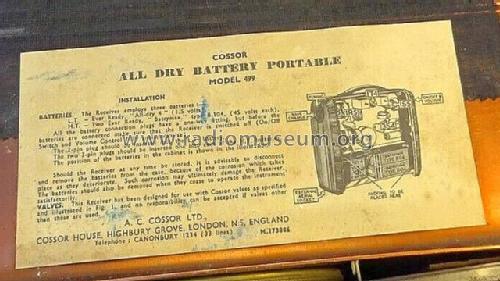 All Dry Portable 499; Cossor, A.C.; London (ID = 2919500) Radio