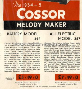 Cossor All Electric 357; Cossor, A.C.; London (ID = 2938269) Kit