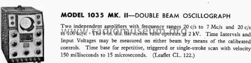 Double Beam Oscillograph 1035 MK2A; Cossor, A.C.; London (ID = 3087520) Equipment