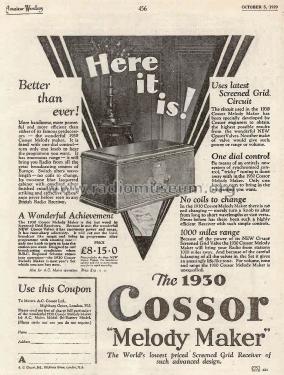 Melody Maker 1930 AC Mains; Cossor, A.C.; London (ID = 2700612) Radio
