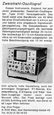 Oscilloscope 3100; Cossor, A.C.; London (ID = 1004565) Ausrüstung