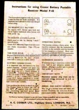 P43; Cossor, A.C.; London (ID = 2641822) Radio