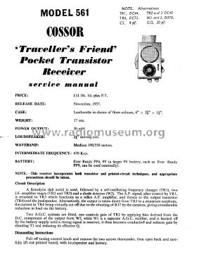 Traveller's Friend 561; Cossor, A.C.; London (ID = 1934415) Radio