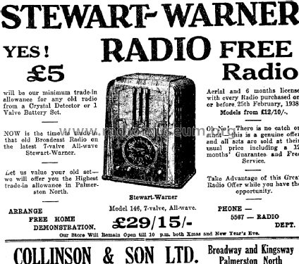 Stewart Warner R-146X; CQ, Stewart Warner (ID = 2920317) Radio