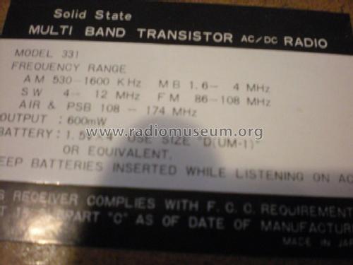 Solid State Multi Band AC-DC Radio 331; Craftsman; Chicago, (ID = 1750526) Radio