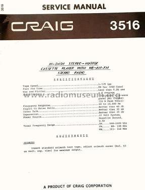3516; Craig Panorama Inc.; (ID = 2827249) Car Radio