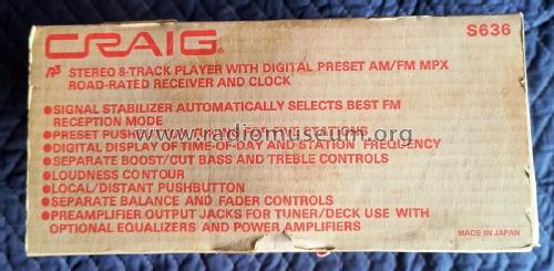 AM/FM/MPX Road-Rated Receiver S636; Craig Panorama Inc.; (ID = 2887127) Car Radio