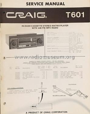 AM/FM Stereo Cassette Player T601; Craig Panorama Inc.; (ID = 2824447) Car Radio