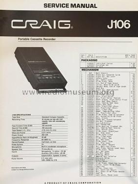 Cassette Recorder J106; Craig Panorama Inc.; (ID = 2825030) Ton-Bild