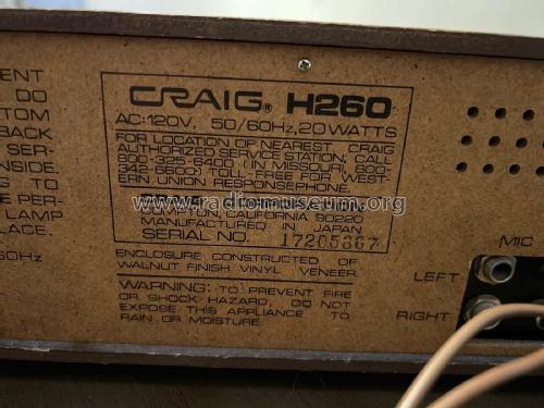 Eight-Track Stereo Recorder H260; Craig Panorama Inc.; (ID = 2830054) Ton-Bild
