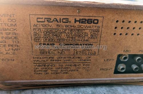 Eight-Track Stereo Recorder H260; Craig Panorama Inc.; (ID = 2971234) Ton-Bild