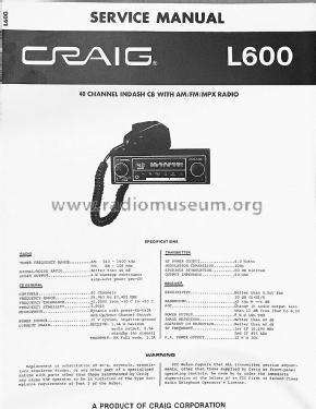 L600; Craig Panorama Inc.; (ID = 2838390) Car Radio