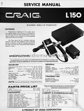 Mobile CB Transceiver L150; Craig Panorama Inc.; (ID = 2838380) CB-Funk