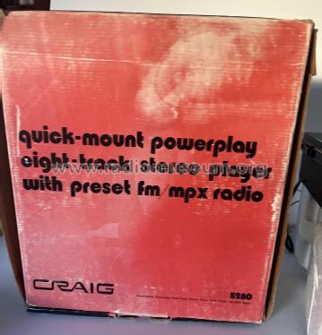 Powerplay 8-Track Tape Player with Preset FM/MPX S280; Craig Panorama Inc.; (ID = 2839286) Radio