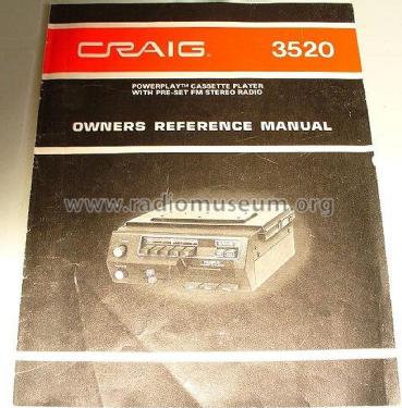 Powerplay Cassette Player 3520; Craig Panorama Inc.; (ID = 2838640) Car Radio