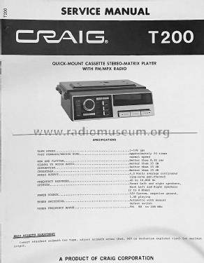 T200; Craig Panorama Inc.; (ID = 2843177) Car Radio