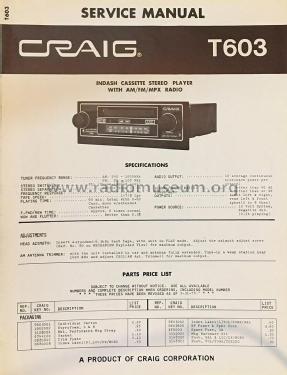 T603; Craig Panorama Inc.; (ID = 2824903) Car Radio