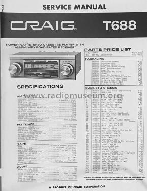 T688; Craig Panorama Inc.; (ID = 2843160) Car Radio