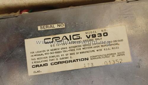 V930; Craig Panorama Inc.; (ID = 2830016) Car Radio