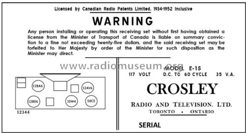 E-15; Crosley Radio and (ID = 2925550) Radio