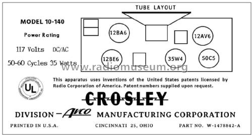 10-140 ; Crosley Radio Corp.; (ID = 2781751) Radio