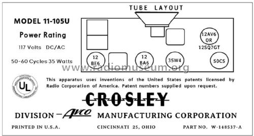 11-105U Ch= 330; Crosley Radio Corp.; (ID = 2782719) Radio