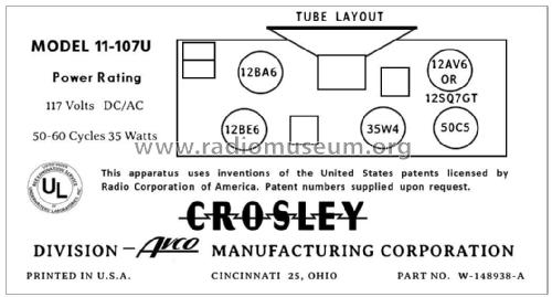 11-107U Decorator Ch= 302; Crosley Radio Corp.; (ID = 2783830) Radio