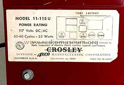 11-115U 'Serenader' Ch= 330; Crosley Radio Corp.; (ID = 835459) Radio