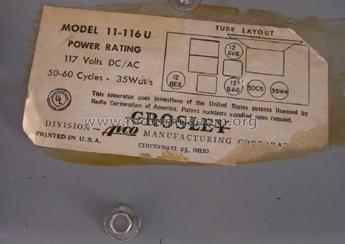 11-116U 'Serenader' Ch= 330; Crosley Radio Corp.; (ID = 1212283) Radio