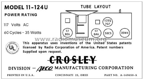 11-124U Ch= 311; Crosley Radio Corp.; (ID = 2781759) Radio