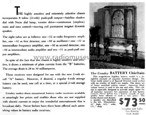 128 'Battery Chieftain' Ch= 128; Crosley Radio Corp.; (ID = 1619419) Radio