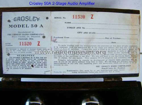 50A Amp; Crosley Radio Corp.; (ID = 852888) Ampl/Mixer