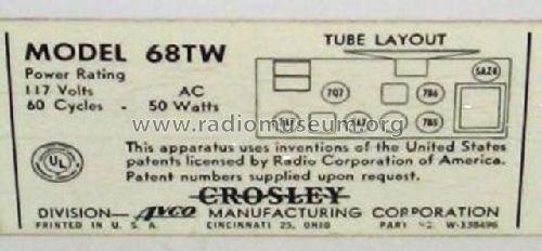 68TW ; Crosley Radio Corp.; (ID = 123981) Radio