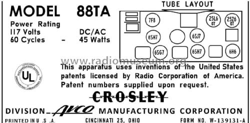 88TA ; Crosley Radio Corp.; (ID = 2882947) Radio