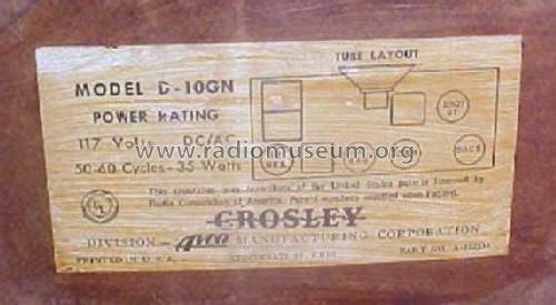 D10GN Ch= 10D; Crosley Radio Corp.; (ID = 241347) Radio