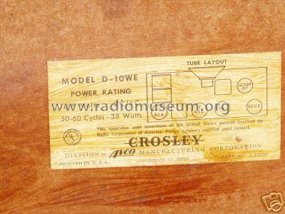 D10WE Ch= 10D; Crosley Radio Corp.; (ID = 377519) Radio