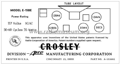 E15BE Ch= 15-20E; Crosley Radio Corp.; (ID = 2785494) Radio