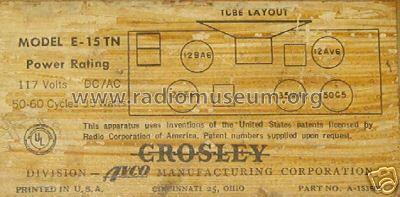 E15TN Ch= 15-20E; Crosley Radio Corp.; (ID = 357838) Radio