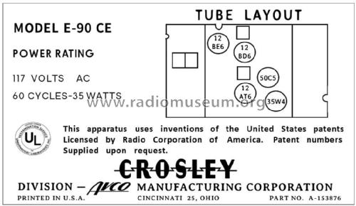 E-90CE Ch= 90E; Crosley Radio Corp.; (ID = 2785640) Radio