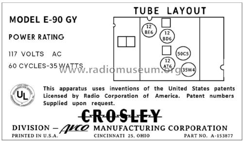 E-90GY Ch= 90E; Crosley Radio Corp.; (ID = 2785641) Radio