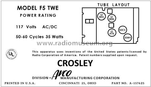 F-5TWE Musical Chef ; Crosley Radio Corp.; (ID = 2953977) Radio