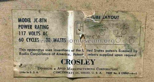 JC-8TN Ch= R104; Crosley Radio Corp.; (ID = 2993821) Radio