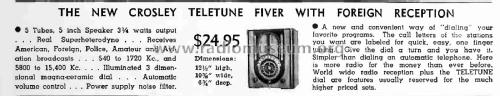 Teletune Fiver 547, Cabinet 6KA; Crosley Radio Corp.; (ID = 3105856) Radio