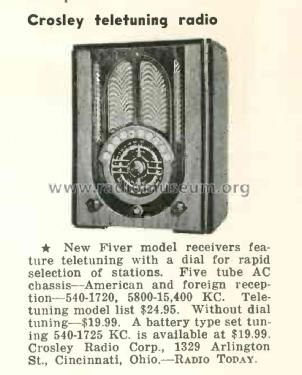 Teletune Fiver 547, Cabinet 6KA; Crosley Radio Corp.; (ID = 3105857) Radio