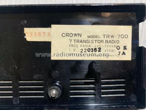 7 Transistor Clock Radio TRW-700; Crown Radio Corp.; (ID = 2490547) Radio